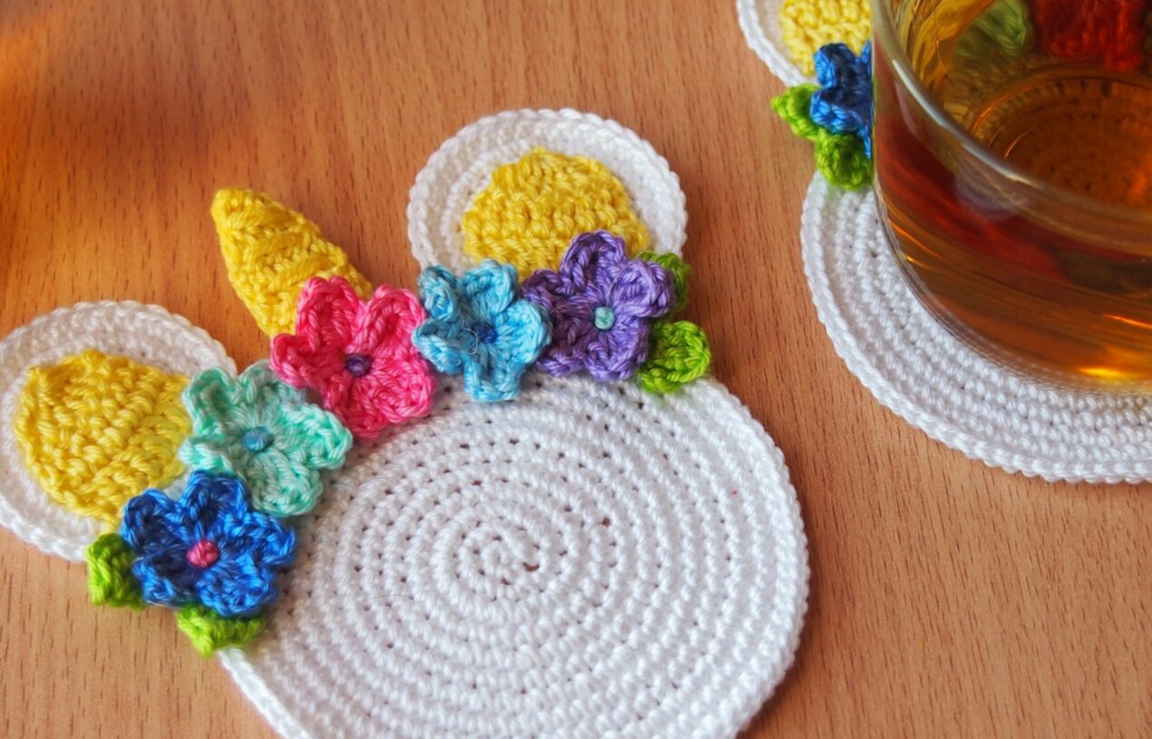 Unicorn Coaster Free crochet pattern